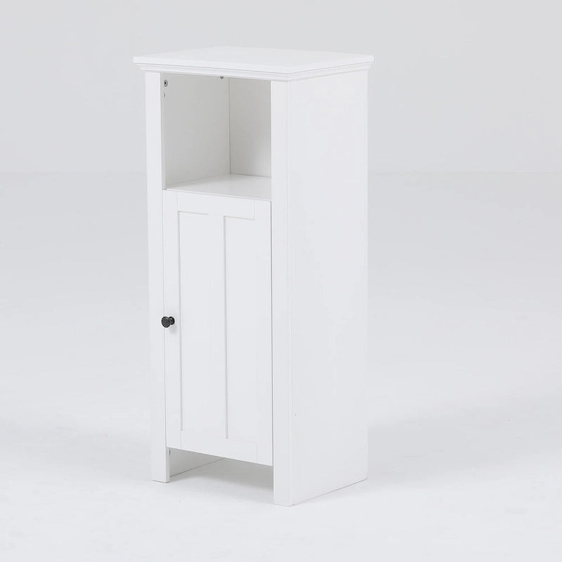 White Wood Space-saving Bathroom Storage Cabinet