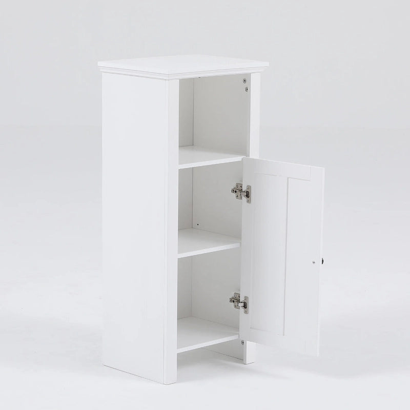 White Wood Space-saving Bathroom Storage Cabinet