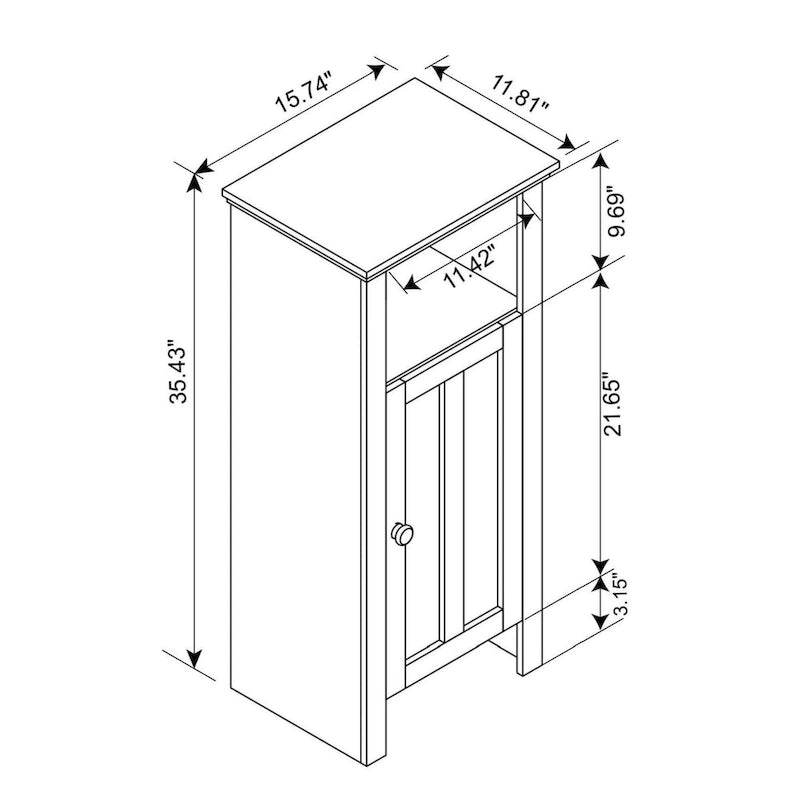 White Wood Space-saving Bathroom Storage Cabinet