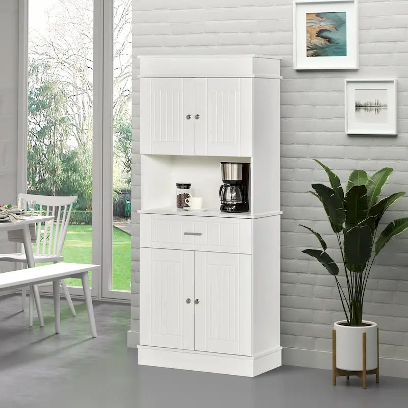 Credenza da cucina 72 con alzata, dispensa indipendente con cassetto, mobili a 2 ante e marrone