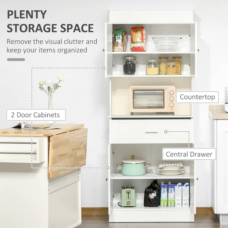 Credenza da cucina 72 con alzata, dispensa indipendente con cassetto, mobili a 2 ante e marrone