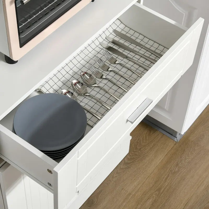 Credenza da cucina 72 con alzata, dispensa indipendente con cassetto, mobili a 2 ante e marrone