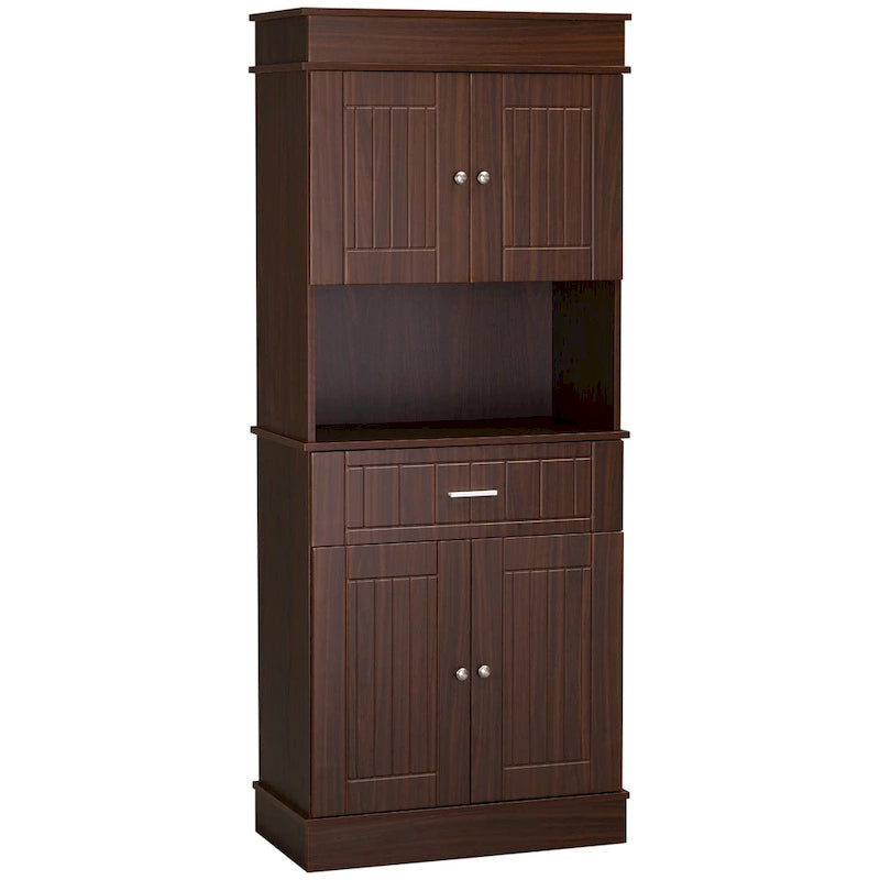 Credenza da cucina 72 con alzata, dispensa indipendente con cassetto, mobili a 2 ante e marrone