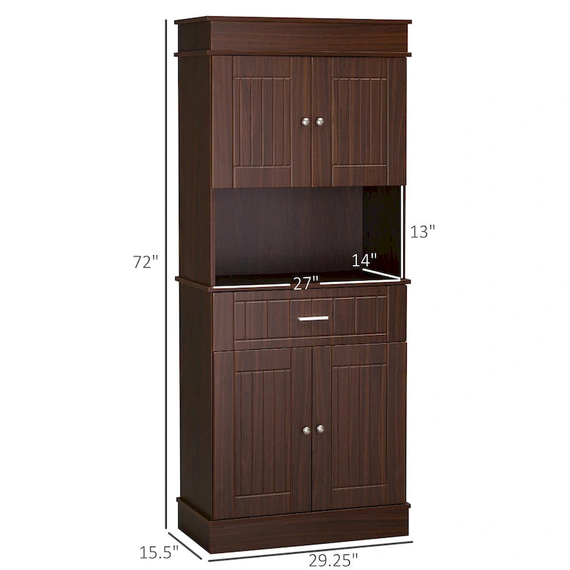 Credenza da cucina 72 con alzata, dispensa indipendente con cassetto, mobili a 2 ante e marrone