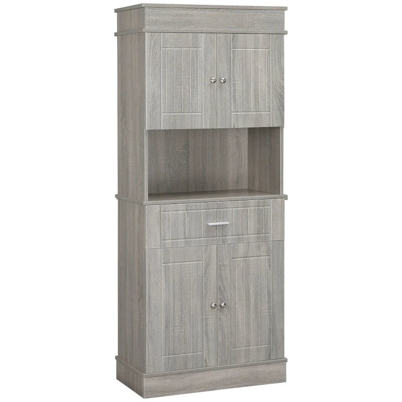Credenza da cucina 72 con alzata, dispensa indipendente con cassetto, mobili a 2 ante e marrone