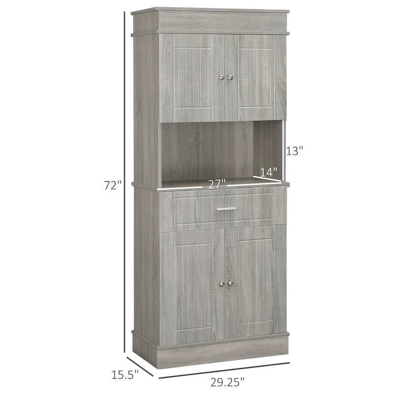 Credenza da cucina 72 con alzata, dispensa indipendente con cassetto, mobili a 2 ante e marrone