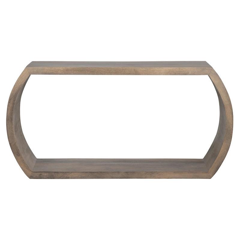Table console en bois gris foncé, étagère inférieure ouverte