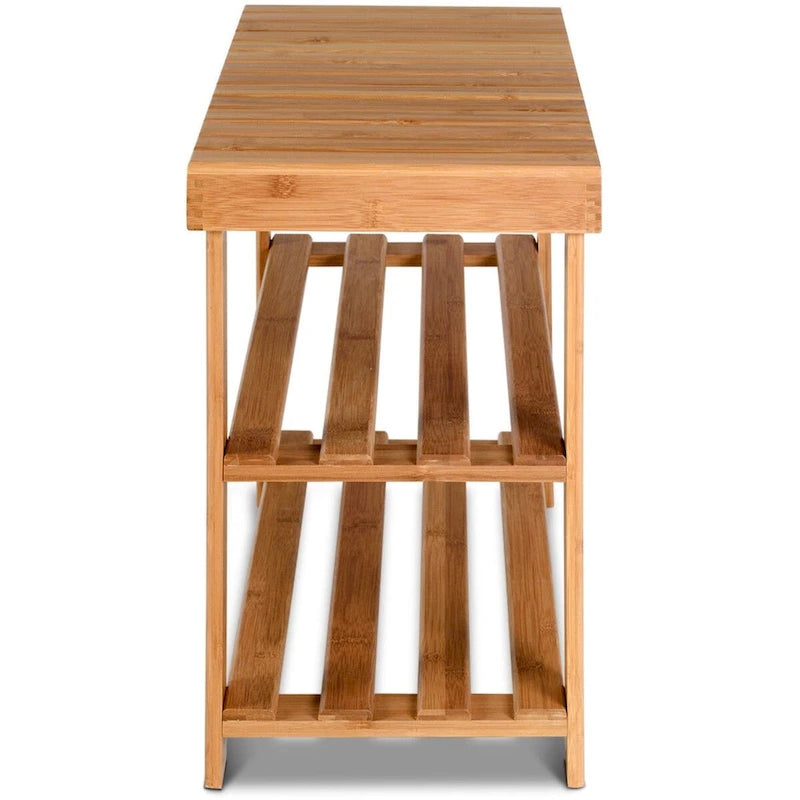 Panca portascpe da ingresso in bambù a 2 livelli - 27.5L x 11.0W x 18.0H