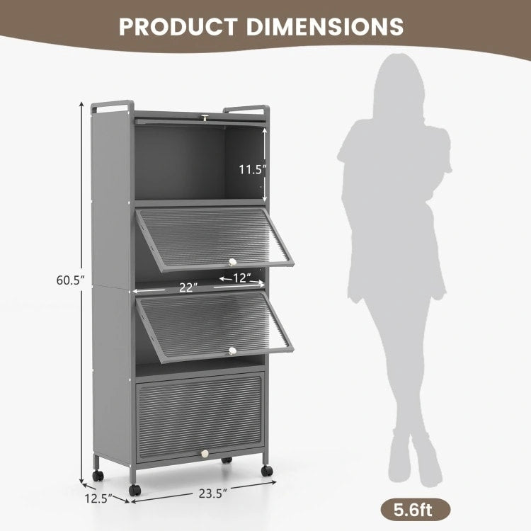 5-Tier Kitchen Baker's Rack with -up PC Doors - 23.5 x 12.5 x 60.5 (L x W x H)