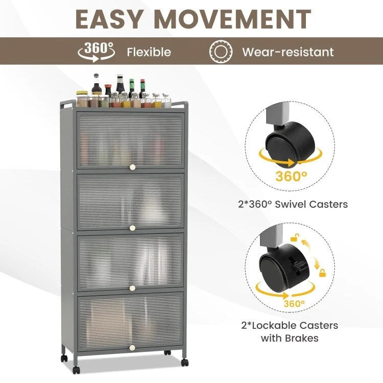 5-Tier Kitchen Baker's Rack with -up PC Doors - 23.5 x 12.5 x 60.5 (L x W x H)