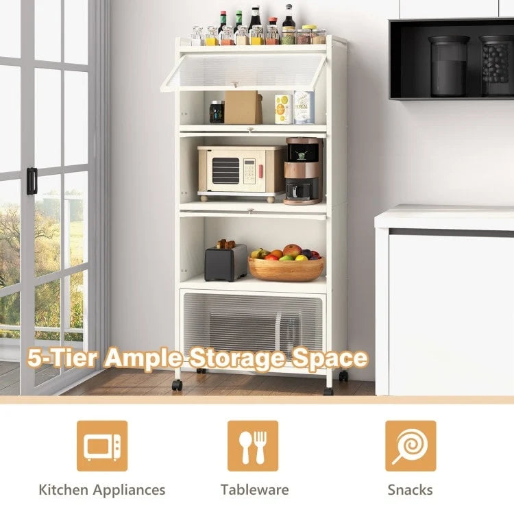 5-Tier Kitchen Baker's Rack with -up PC Doors - 23.5 x 12.5 x 60.5 (L x W x H)