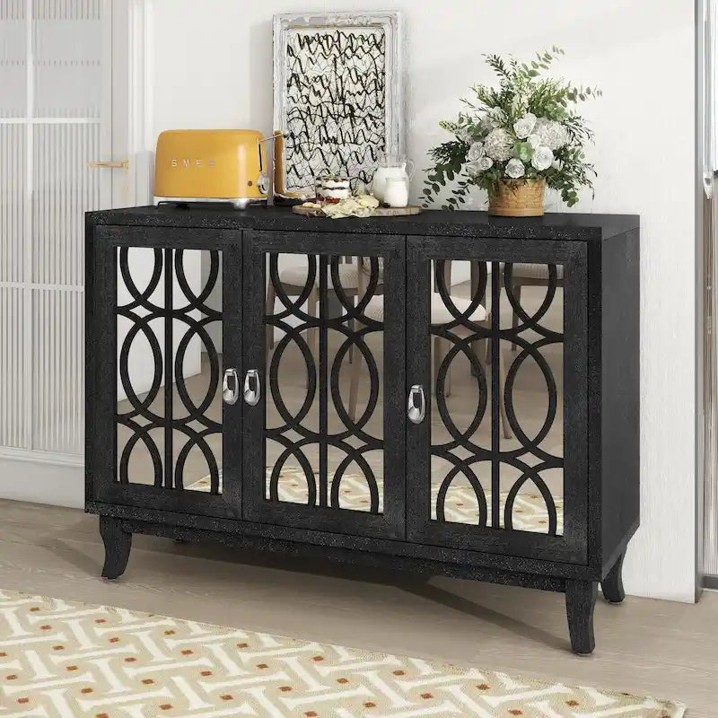 Credenza a 3 ante con finiture argentate