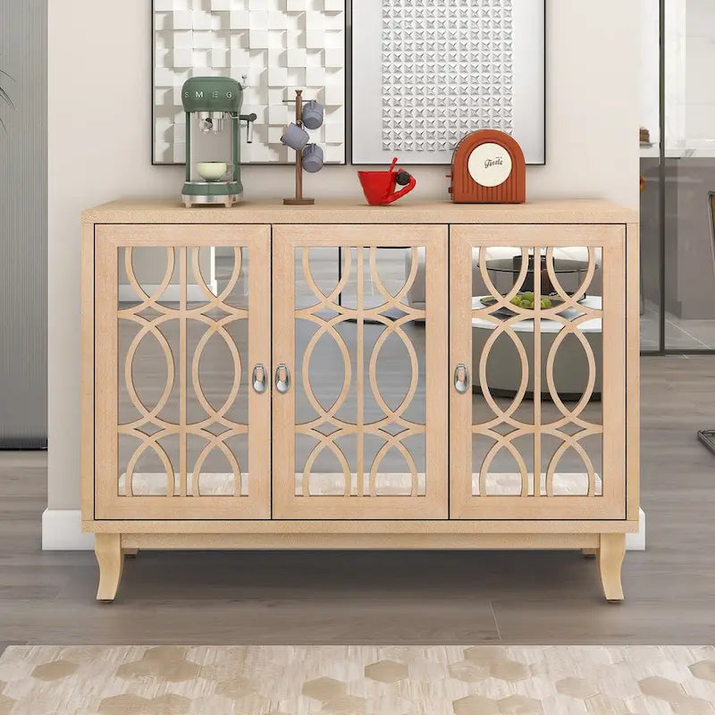 Credenza a 3 ante con finiture argentate