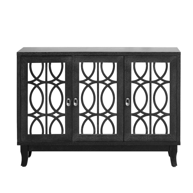 Buffetschrank mit 3 Türen und silberfarbenen Elementen