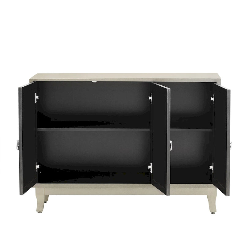 Buffetschrank mit 3 Türen und silberfarbenen Elementen