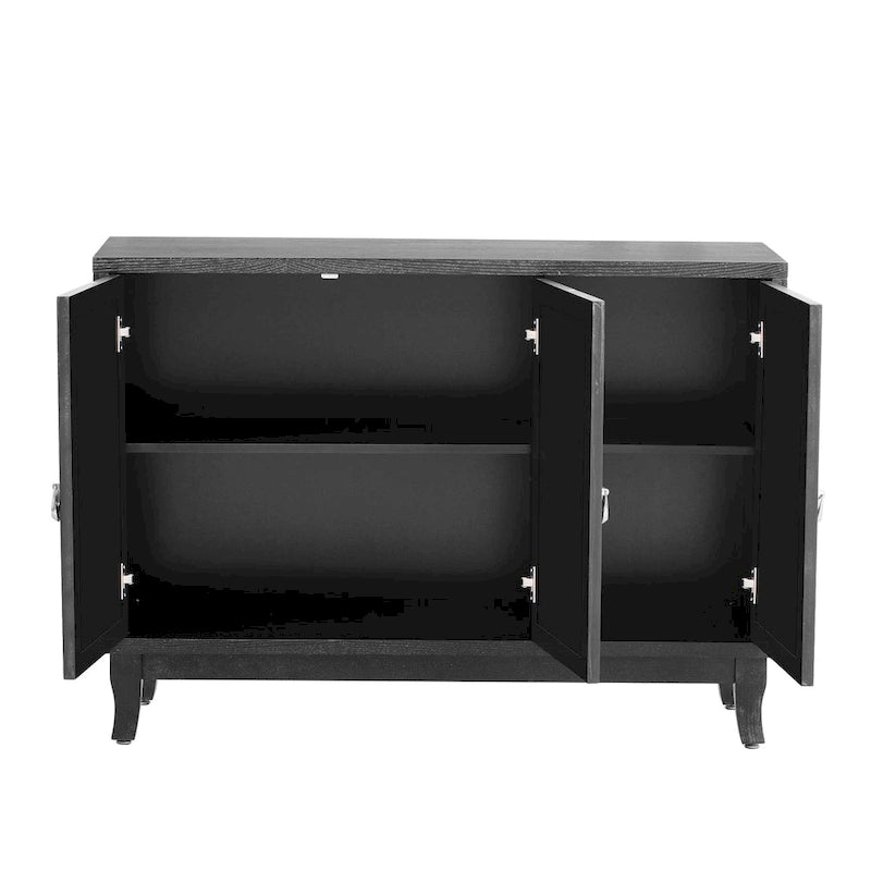 Buffetschrank mit 3 Türen und silberfarbenen Elementen