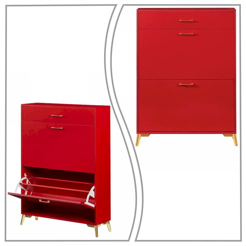 Meuble moderne en bois pour le rangement des chaussures avec métal doré et
