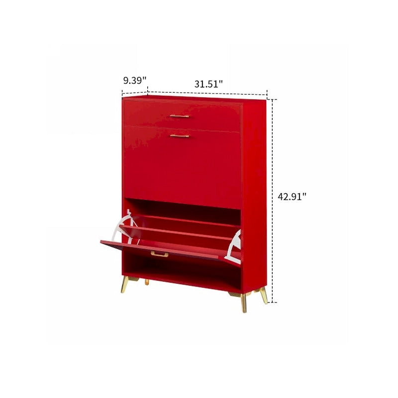 Meuble moderne en bois pour le rangement des chaussures avec métal doré et
