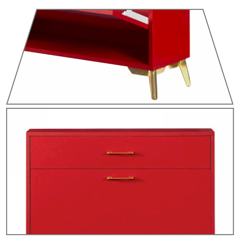Meuble moderne en bois pour le rangement des chaussures avec métal doré et