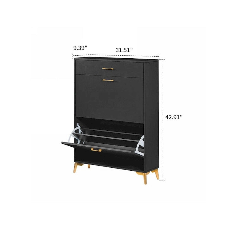 Meuble moderne en bois pour le rangement des chaussures avec métal doré et