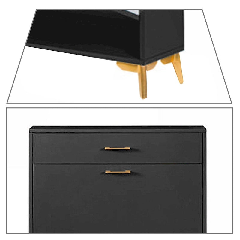 Meuble moderne en bois pour le rangement des chaussures avec métal doré et