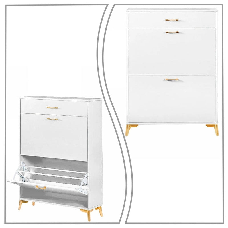 Meuble moderne en bois pour le rangement des chaussures avec métal doré et