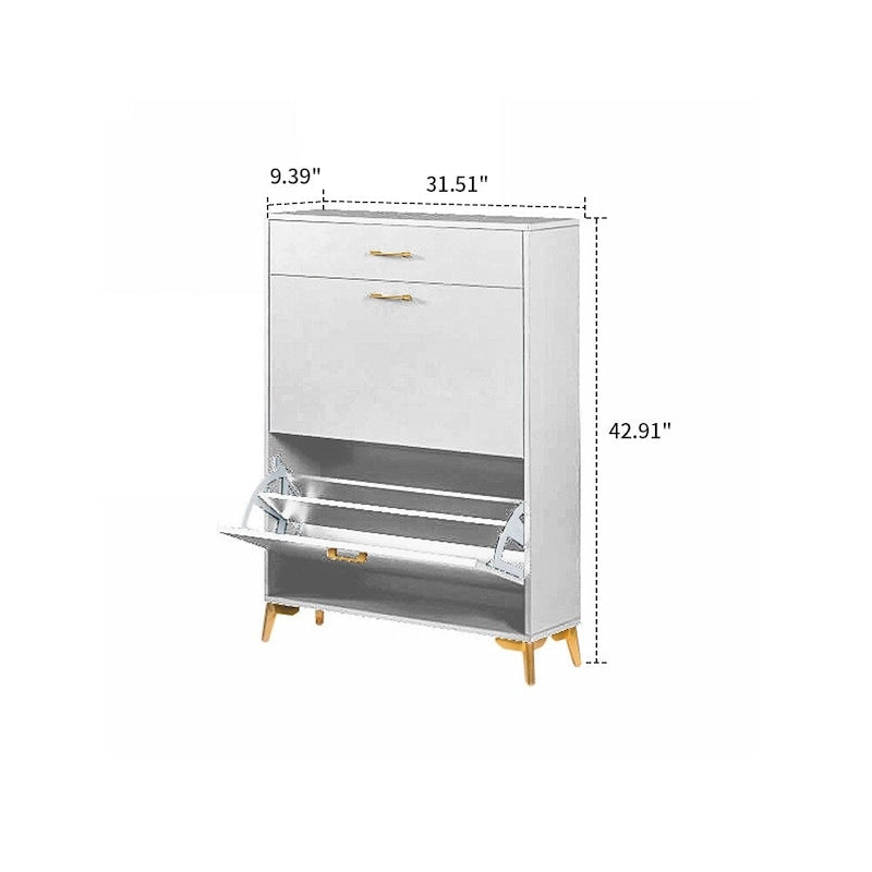 Meuble moderne en bois pour le rangement des chaussures avec métal doré et
