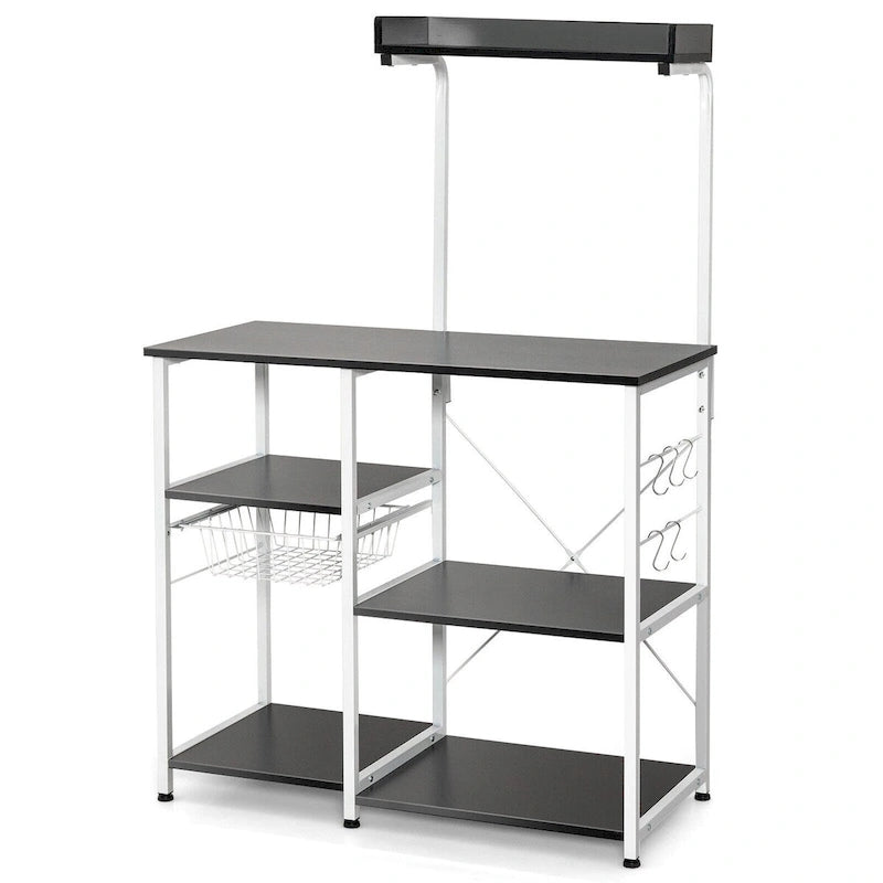 Grey Four-Tier Kitchen Baker’s Rack, Microwave Storage Shelves