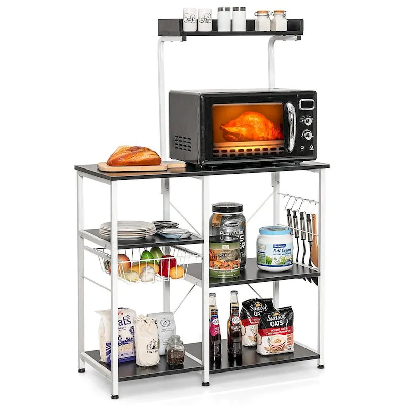 Grey Four-Tier Kitchen Baker’s Rack, Microwave Storage Shelves