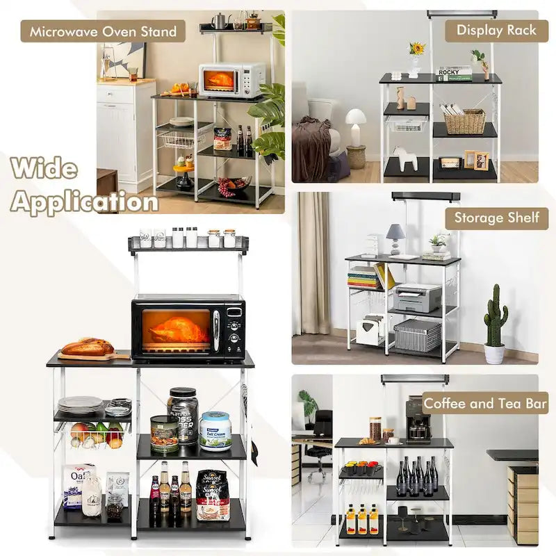 Grey Four-Tier Kitchen Baker’s Rack, Microwave Storage Shelves