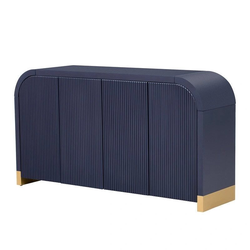 Meuble de rangement à quatre portes, panneaux à motif ondulé et angles arrondis
