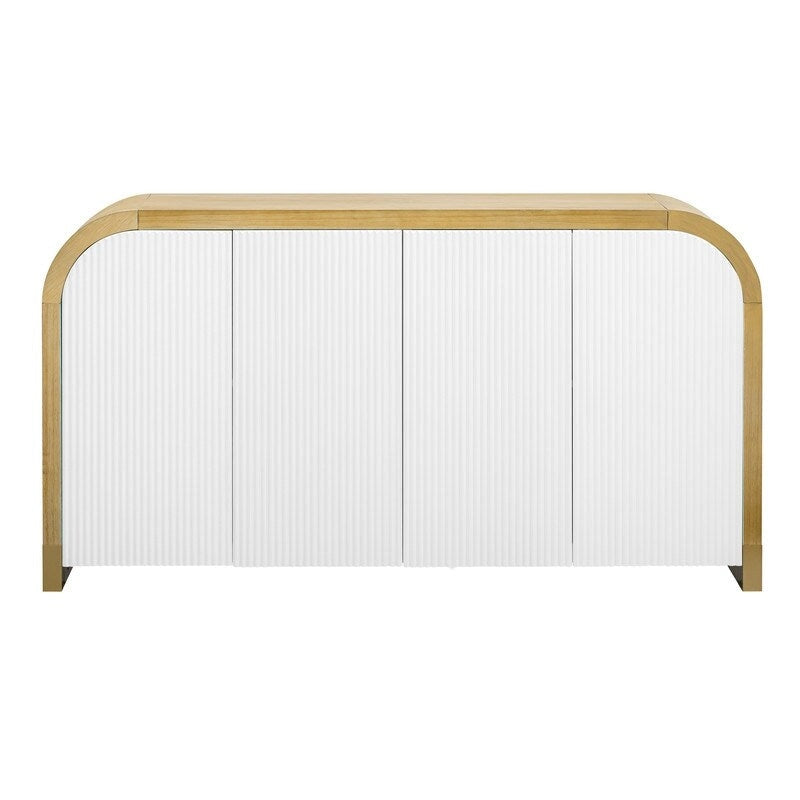 Meuble de rangement à quatre portes, panneaux à motif ondulé et angles arrondis