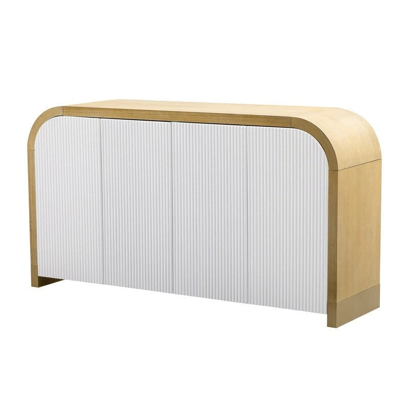 Meuble de rangement à quatre portes, panneaux à motif ondulé et angles arrondis