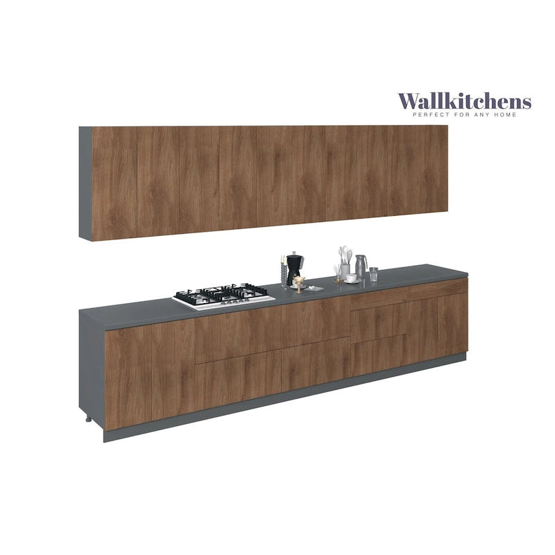 Cucina teak naturale e nero larga 13 piedi - 153x24