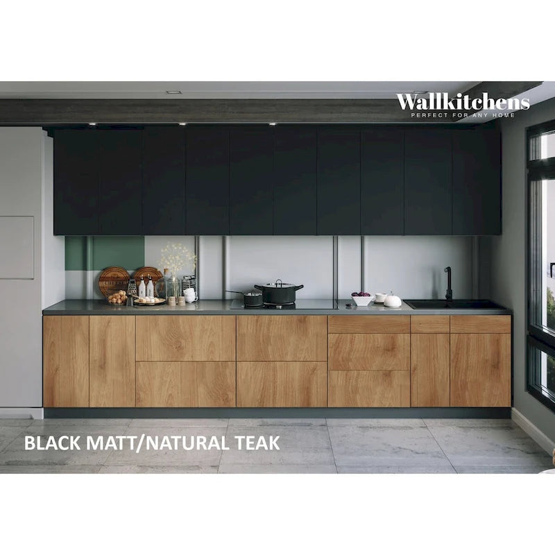 Cucina teak naturale e nero larga 13 piedi - 153x24