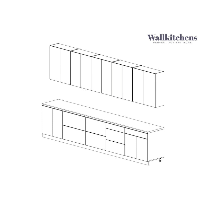 Keuken natuurlijk teak en zwart 13 ft breed - 153x24