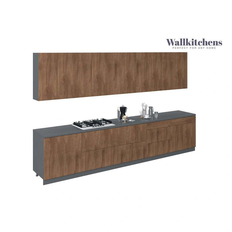 Keuken natuurlijk teak en zwart 13 ft breed - 153x24