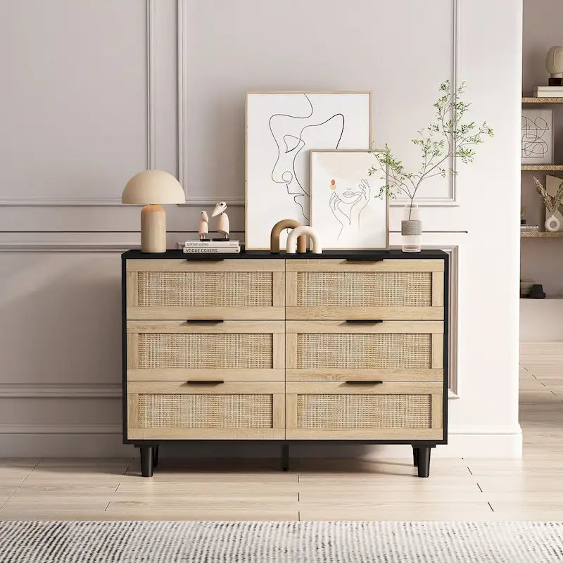 Mobile contenitore in rattan con cassetti