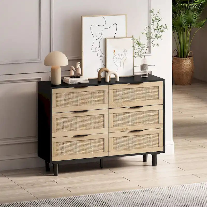 Mobile contenitore in rattan con cassetti