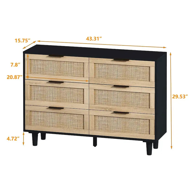 Mobile contenitore in rattan con cassetti