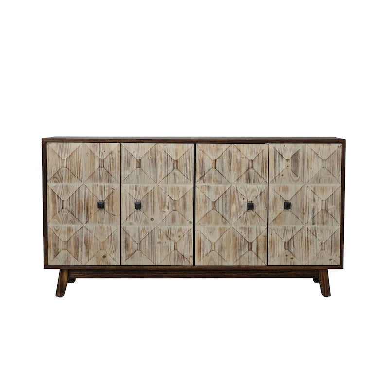 Credenza vintage a quattro ante, pannelli decorativi e ripiani regolabili