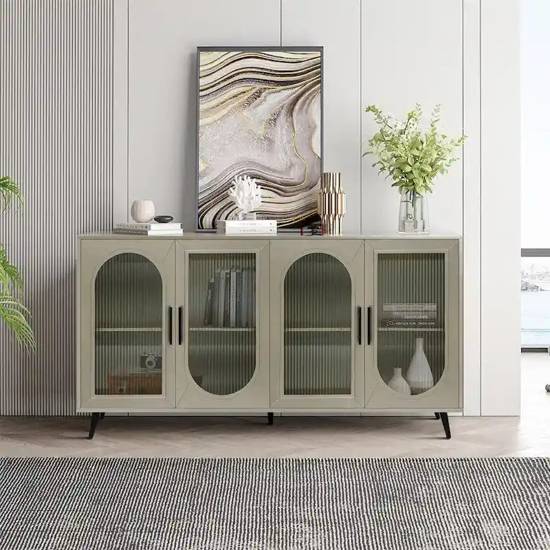 Wood Storage Cabinet with Doors and Adjustable Shelves