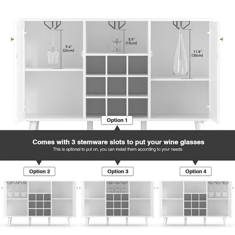 Modernes Küchenbuffet mit 2 Türen, Sideboard, Stauraumschrank mit Regal und Glas