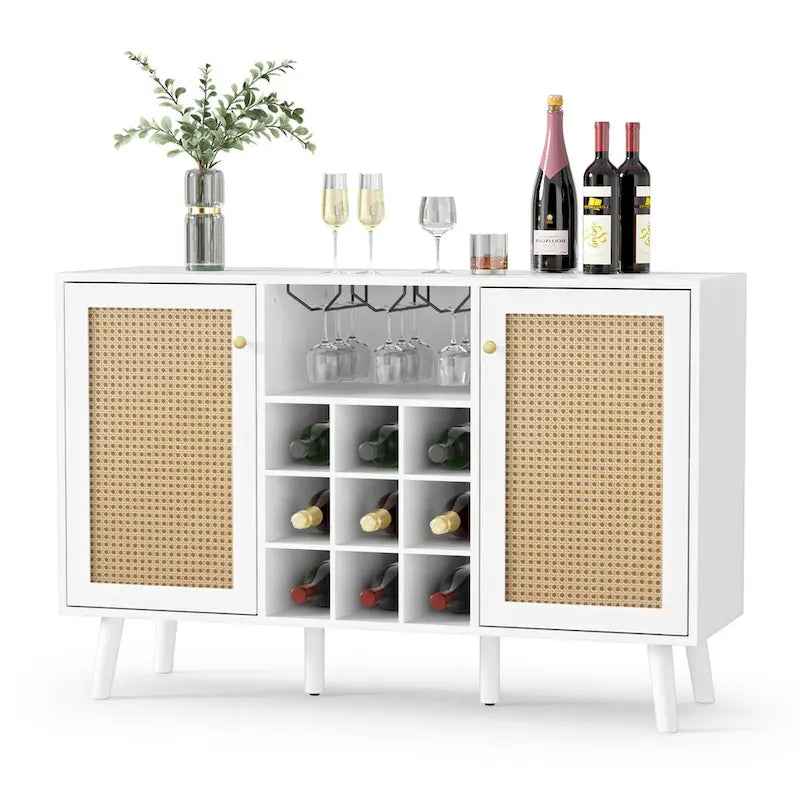 Modernes Küchenbuffet mit 2 Türen, Sideboard, Stauraumschrank mit Regal und Glas