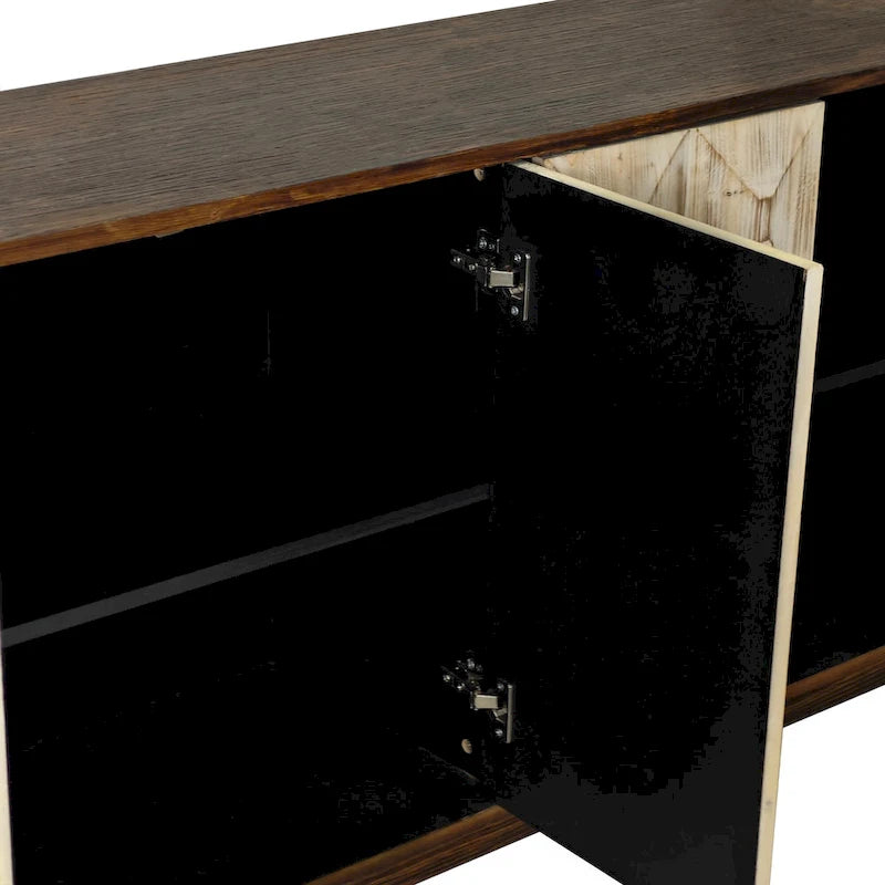 Vintage-Buffetschrank mit vier Türen, Reliefpaneelen und verstellbaren Einlegeböden