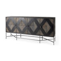 Sideboard aus braunem Holz und Silber mit 4 Fächern