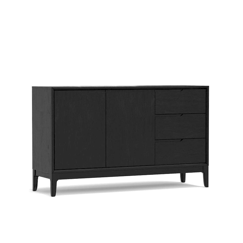Credenza con 3 cassetti e 2 ante, nero vintage