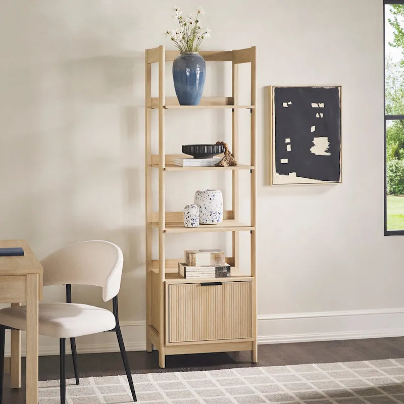 22 schmales Bücherregal mit Schublade