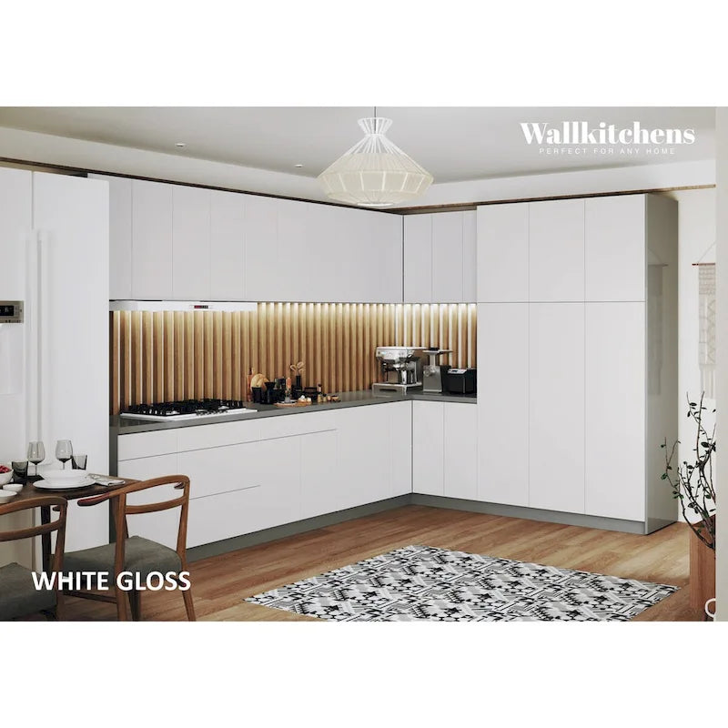 Cucina bianco lucido larga 12 piedi - 144x102