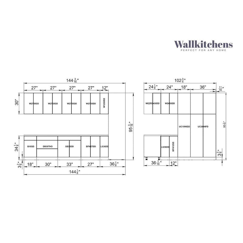 Kitchen White Gloss 12Ft Wide - 144x102
